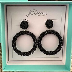 jBloom, NIB, Holiday Edition - Jet Earrings, Black Beads and Post, Retail $55